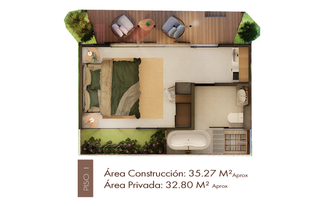 Plano de la suite tipo glamping